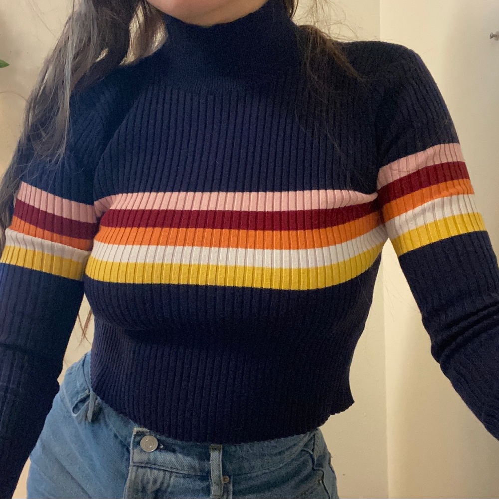 Princess Polly Striped Mock Neck Sweater